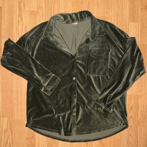 Dark green velvet button down
